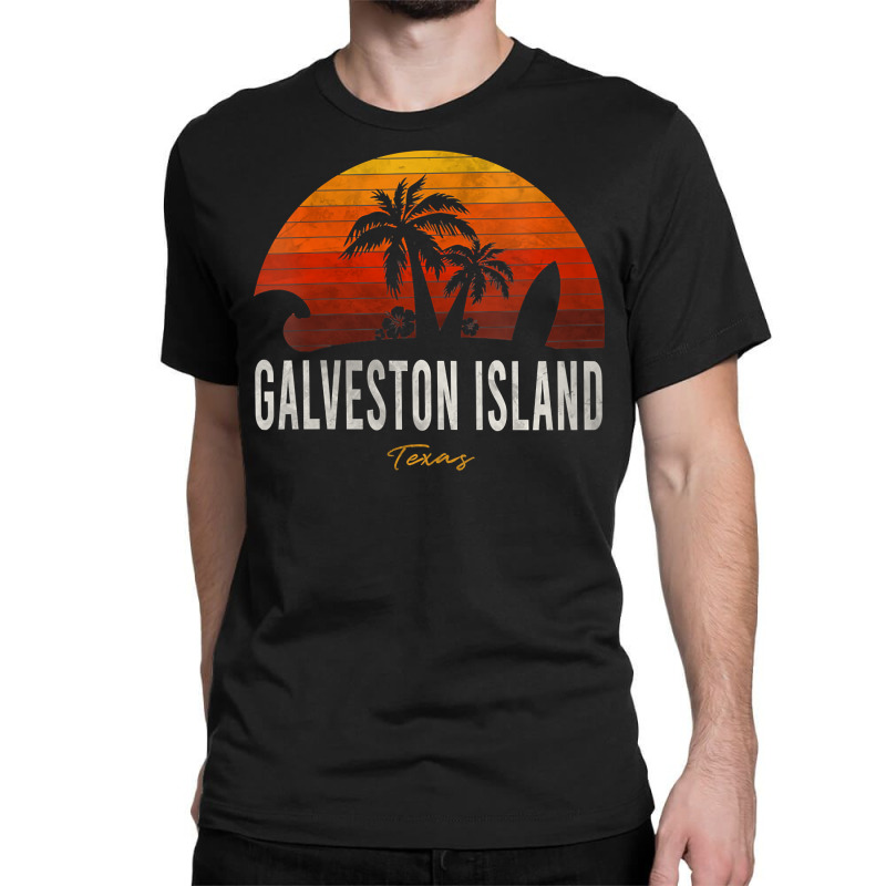 Womens Galveston Island Tx Texas Beach Palms Vacation Surf Sundown V N Classic T-shirt by caroldian | Artistshot