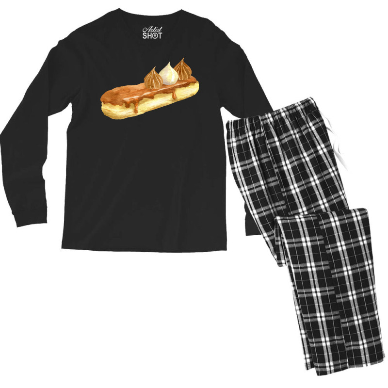 Caramel Eclair T  Shirt Salted Caramel Eclair With Meringue Toppings T Men's Long Sleeve Pajama Set | Artistshot