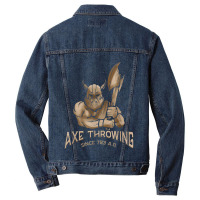 Lumberjack Axe Throwing Since 793 Ad Hatchet & Axe Throwing Men Denim Jacket | Artistshot