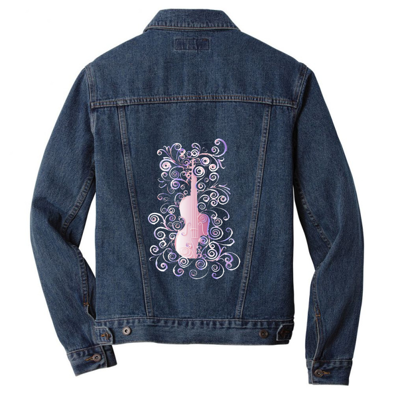 Violin Music Musical Instrument Violin Flourish Men Denim Jacket by liburdowu | Artistshot