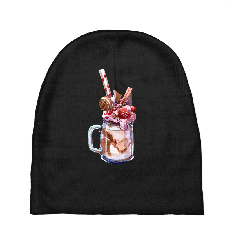 Chocolate Strawberry Milkshake T  Shirt Chocolate Strawberry Overshake Baby Beanies by salesmanhuh | Artistshot