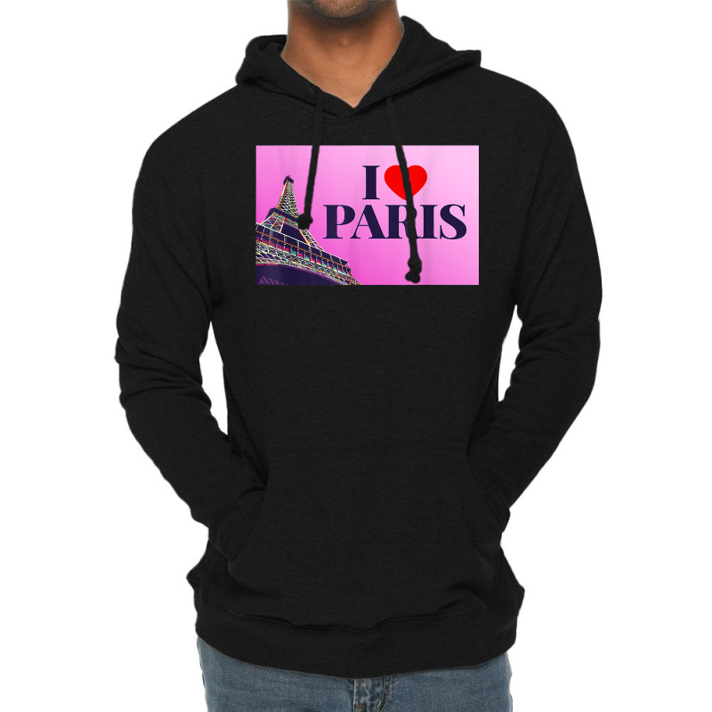 I Love Paris, Lovely Paris France Eiffel Tower Illustration T Shirt Lightweight Hoodie by kasaqcsegurc | Artistshot