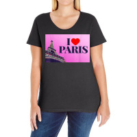 I Love Paris, Lovely Paris France Eiffel Tower Illustration T Shirt Ladies Curvy T-shirt | Artistshot