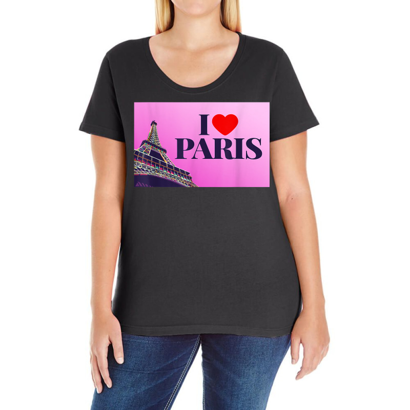 I Love Paris, Lovely Paris France Eiffel Tower Illustration T Shirt Ladies Curvy T-Shirt by kasaqcsegurc | Artistshot