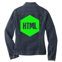 Retro Html Programming Language Icon1 01 Ladies Denim Jacket | Artistshot