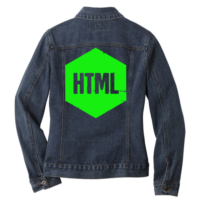 Retro Html Programming Language Icon1 01 Ladies Denim Jacket by yoyoh | Artistshot