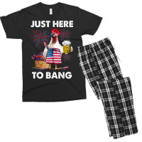 Funny 4th Of July Just Here To Bang Usa Flag Chicken Beer T Shirt Men's T-shirt Pajama Set | Artistshot