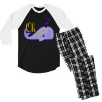 Funny Oh Whale Shirt For Marine Mammal Lovers  Purple Men's 3/4 Sleeve Pajama Set | Artistshot