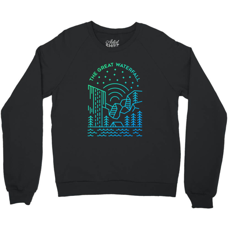 The Great Waterfall Crewneck Sweatshirt by VEKTORKITA | Artistshot