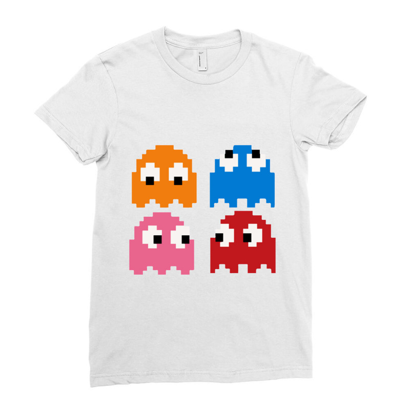 Pacman Ghosts Cool Retro 80s Ladies Fitted T-Shirt by wongnyleneh | Artistshot