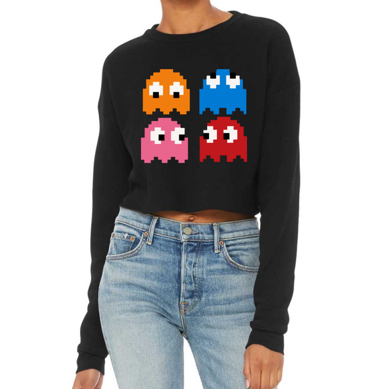 Pacman Ghosts Cool Retro 80s Cropped Sweater by wongnyleneh | Artistshot