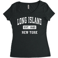 Long Island New York Ny Vintage Established Sports Design Pullover Hoo Women's Triblend Scoop T-shirt | Artistshot