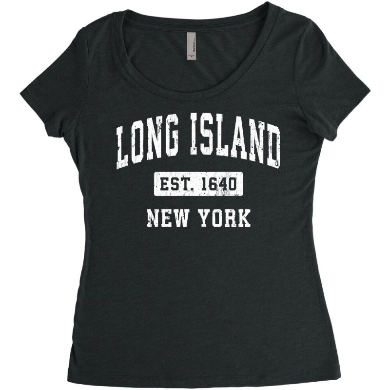 Long Island New York Ny Vintage Established Sports Design Pullover Hoo Women's Triblend Scoop T-shirt by copedoire | Artistshot