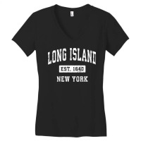 Long Island New York Ny Vintage Established Sports Design Pullover Hoo Women's V-neck T-shirt | Artistshot