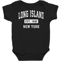 Long Island New York Ny Vintage Established Sports Design Pullover Hoo Baby Bodysuit | Artistshot