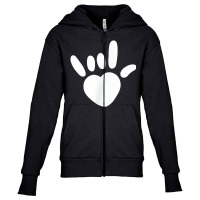 Asl Love Sign American Sign Language Deaf Awareness Heart T Shirt Youth Zipper Hoodie | Artistshot