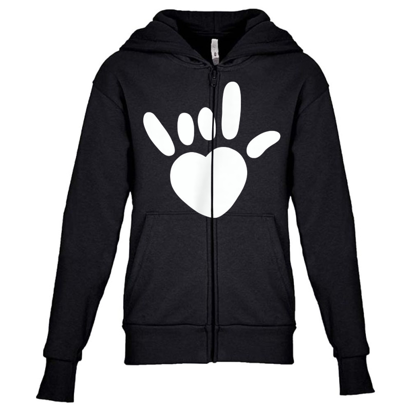 Asl Love Sign American Sign Language Deaf Awareness Heart T Shirt Youth Zipper Hoodie by franceskagilland | Artistshot