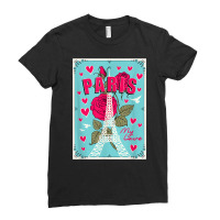 Lovely Paris France Eiffel Tower With Roses Illustration T Shirt Ladies Fitted T-shirt | Artistshot