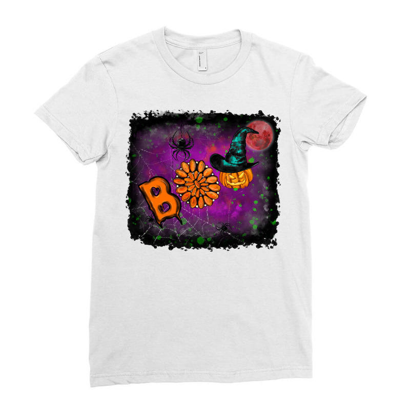 Boo Gemstone Halloween Pumpkin Ladies Fitted T-Shirt by RanaPortraitStore | Artistshot