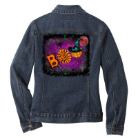 Boo Gemstone Halloween Pumpkin Ladies Denim Jacket | Artistshot