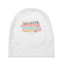 Motivator Believer Innovator Educator Retro Teacher T Shirt Baby Beanies | Artistshot