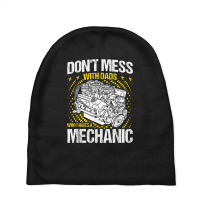 Mechanic Dads Who Raises A Mechanic Mechanic Dad Baby Beanies | Artistshot