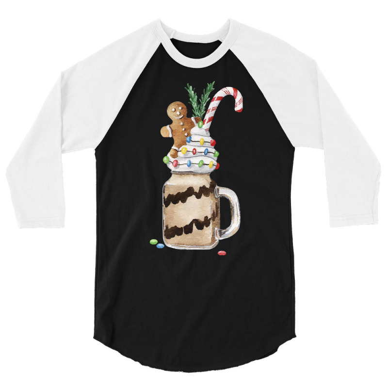 Gingerbread Man Candy Monstershake T  Shirt Christmas Gingerbread Choc 3/4 Sleeve Shirt by salesmanhuh | Artistshot