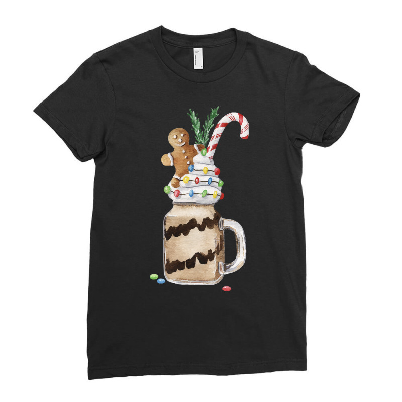 Gingerbread Man Candy Monstershake T  Shirt Christmas Gingerbread Choc Ladies Fitted T-Shirt by salesmanhuh | Artistshot