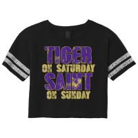 Tiger On Saturday Saint On Sunday   Louisiana Football Gift T Shirt Scorecard Crop Tee | Artistshot