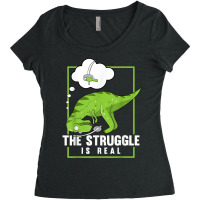 The Struggle Is Real Sword Fighting Dinosaur Fencer Fencing T Shirt Women's Triblend Scoop T-shirt | Artistshot