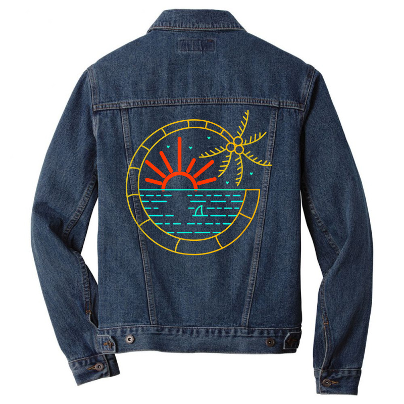 Island Vibes Are Good Vibes Sunset Palm Tree T Shirt Men Denim Jacket by tandonwelters | Artistshot