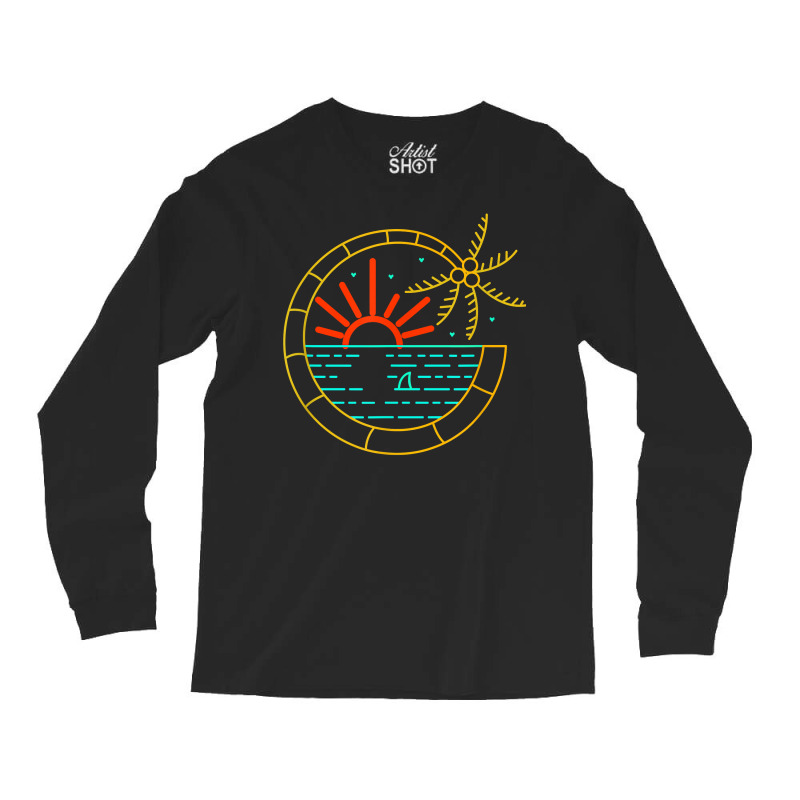 Island Vibes Are Good Vibes Sunset Palm Tree T Shirt Long Sleeve Shirts by tandonwelters | Artistshot