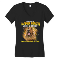 Dog English Cocker Spaniel Im Just A Happier Person Puppy Paw Women's V-neck T-shirt | Artistshot