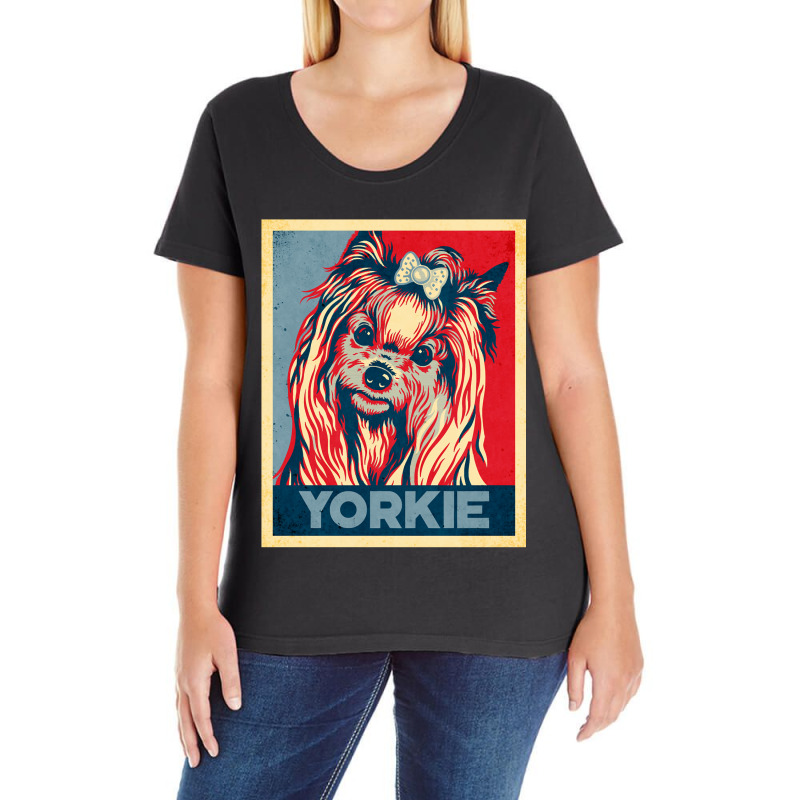 Dog Funny Yorkshire Terrier Lover Propaganda Poster Style Dog Paw Paw Ladies Curvy T-Shirt by pester | Artistshot