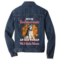 Dog Never Underestimate And Old Man With A Alaskan Malamute Puppy Pet Men Denim Jacket | Artistshot