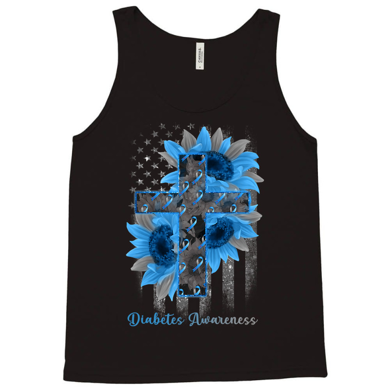 Diabetes Diabetic Blue Ribbon Sunflower Christian Cross 61 Diabetes Aw Tank Top by pester | Artistshot