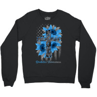 Diabetes Diabetic Blue Ribbon Sunflower Christian Cross 61 Diabetes Aw Crewneck Sweatshirt | Artistshot