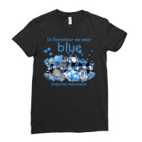 Diabetes In November We Wear Blue Diabetes Awareness 496 Awareness Ladies Fitted T-shirt | Artistshot