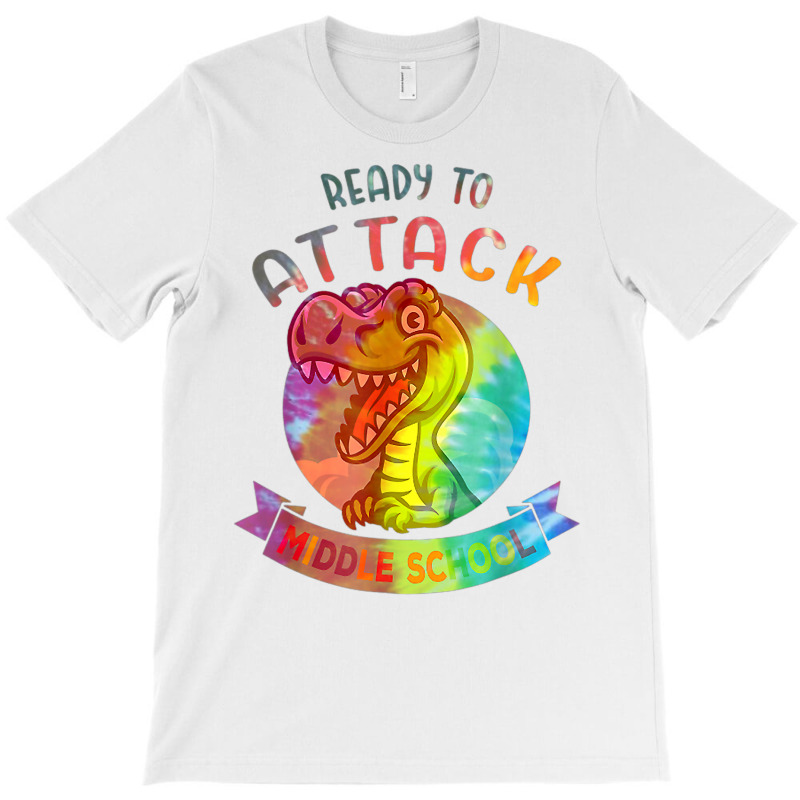 Tie Dye Ready To Attack Middle Back To School Dinosaur T Shirt T-shirt | Artistshot