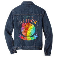 Tie Dye Ready To Attack Middle Back To School Dinosaur T Shirt Men Denim Jacket | Artistshot