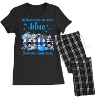 Diabetes Diabetic Diabetes Awareness In November We Wear Blue Truck Tt Women's Pajamas Set | Artistshot