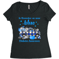 Diabetes Diabetic Diabetes Awareness In November We Wear Blue Truck Tt Women's Triblend Scoop T-shirt | Artistshot