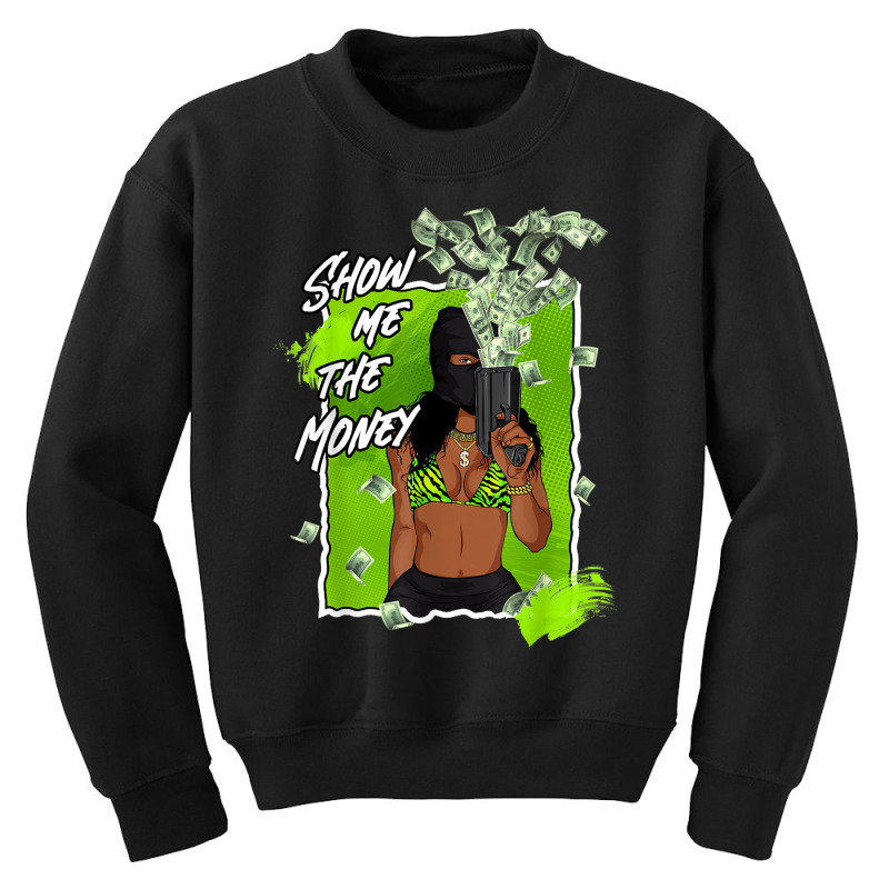 Show Me The Money 6 Retro Electric Green Shoes Matching Tees T Shirt Youth Sweatshirt | Artistshot