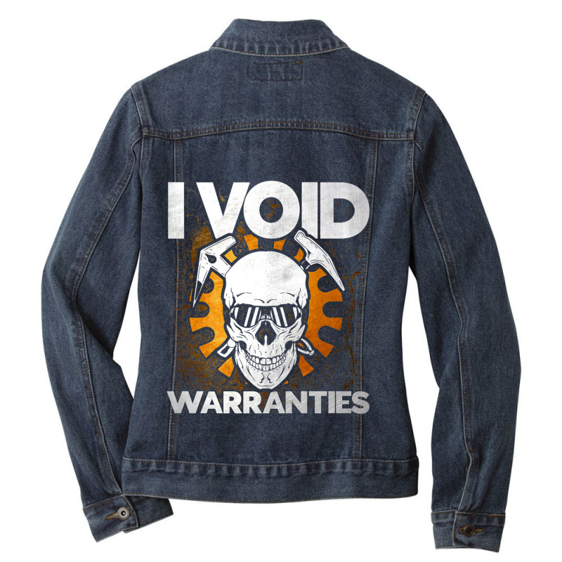 Mechanic I Void Warranties Mechanic 498 Ladies Denim Jacket by criticizematter | Artistshot