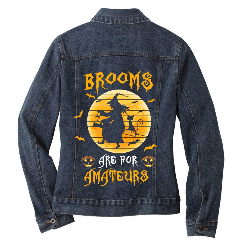 Nurse Nurse Halloween Brooms Are For Amateurs 17 Nursing Ladies Denim Jacket by coolquirrell | Artistshot