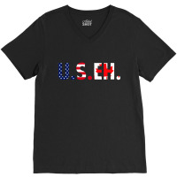 Useh American Flag Canadian Flag V-neck Tee | Artistshot