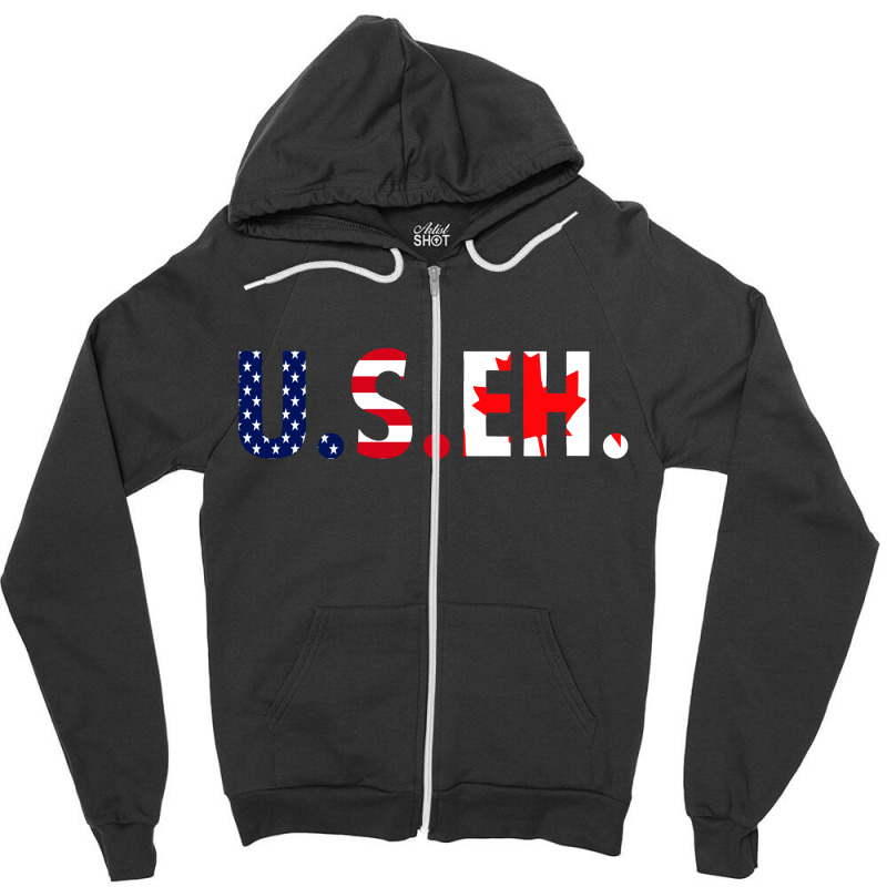 Useh American Flag Canadian Flag Zipper Hoodie by SuryaArt | Artistshot