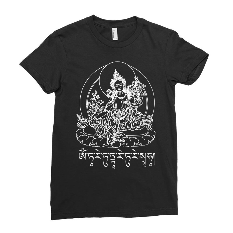 Womens Buddha Green Tara Mantra Tibetan Buddhism Vajrayana V Neck T Sh Ladies Fitted T-Shirt by johnjosephmenk | Artistshot