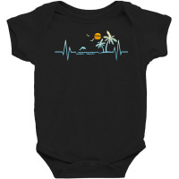 Womens Heartbeat With Tropical Palm Trees Beach Island Sunset V Neck T Baby Bodysuit | Artistshot