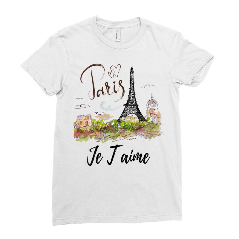 Womens Eiffel Tower Paris Shirt Vintage I Love Paris France City V Nec Ladies Fitted T-Shirt by johnjosephmenk | Artistshot